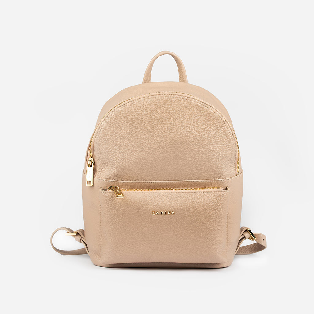 Sandra - кожена раница - бежова