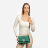 Dayana крос боди чанта в зелено със сребристи елементи