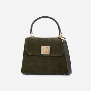 Iris mini - малка крос боди чанта от велур в зелено