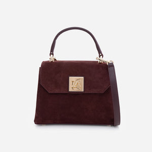 Iris mini - малка крос боди чанта от велур в бордо