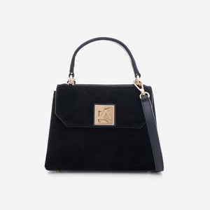 Iris mini - малка крос боди чанта от велур в черно