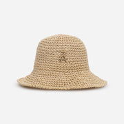 Шапка от рафия с периферия - бежова