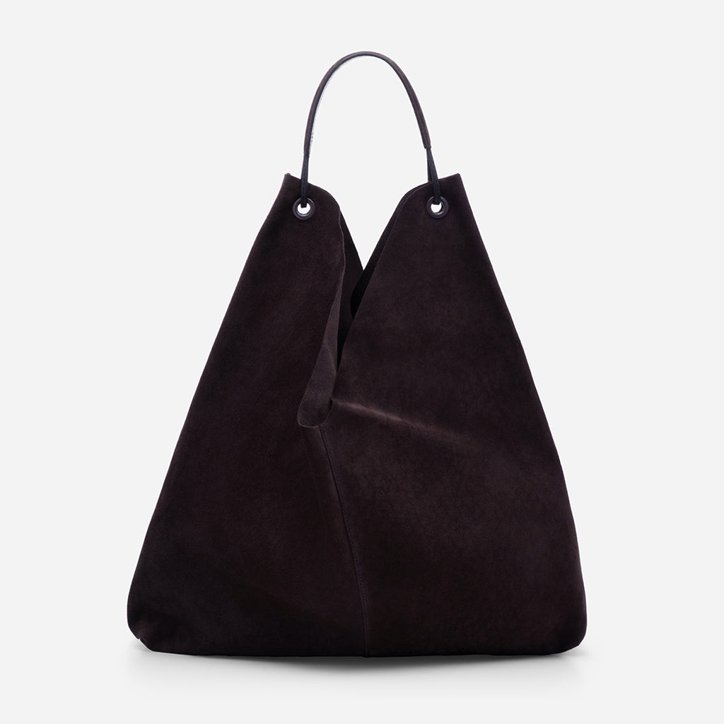 Tara - чанта за рамо от велур в тъмнокафяво