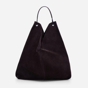 Tara - чанта за рамо от велур в тъмнокафяво