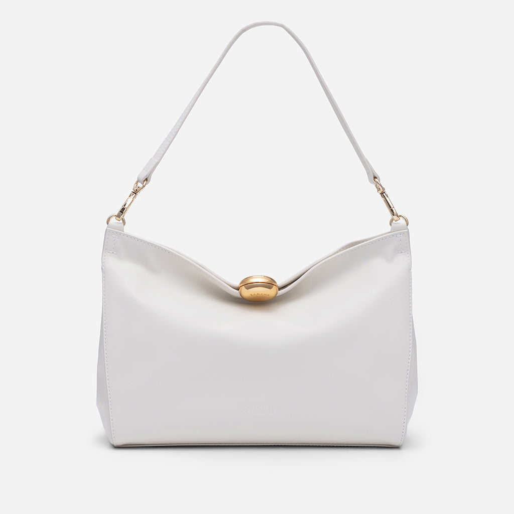 Monica - чанта за рамо от естествена кожа в бяло