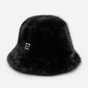 Бъкет шапка от teddy плюш с лого - черна