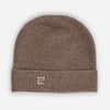 Плетена шапка от кашмир с метално лого - кафява