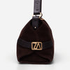 Nura - чанта за рамо от велур в тъмнокафяво