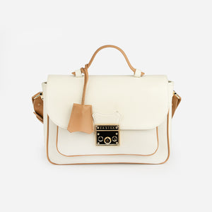 Angelina - чанта за рамо - цвят бял с кафеви детайли