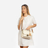 Angelina - чанта за рамо - цвят бял с кафеви детайли