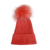 Топла зимна шапка с помпон - оранжева