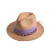 Дамска лятна шапка в бежово и лилаво - С10