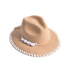 Дамска лятна шапка в бежово и бяло - С04